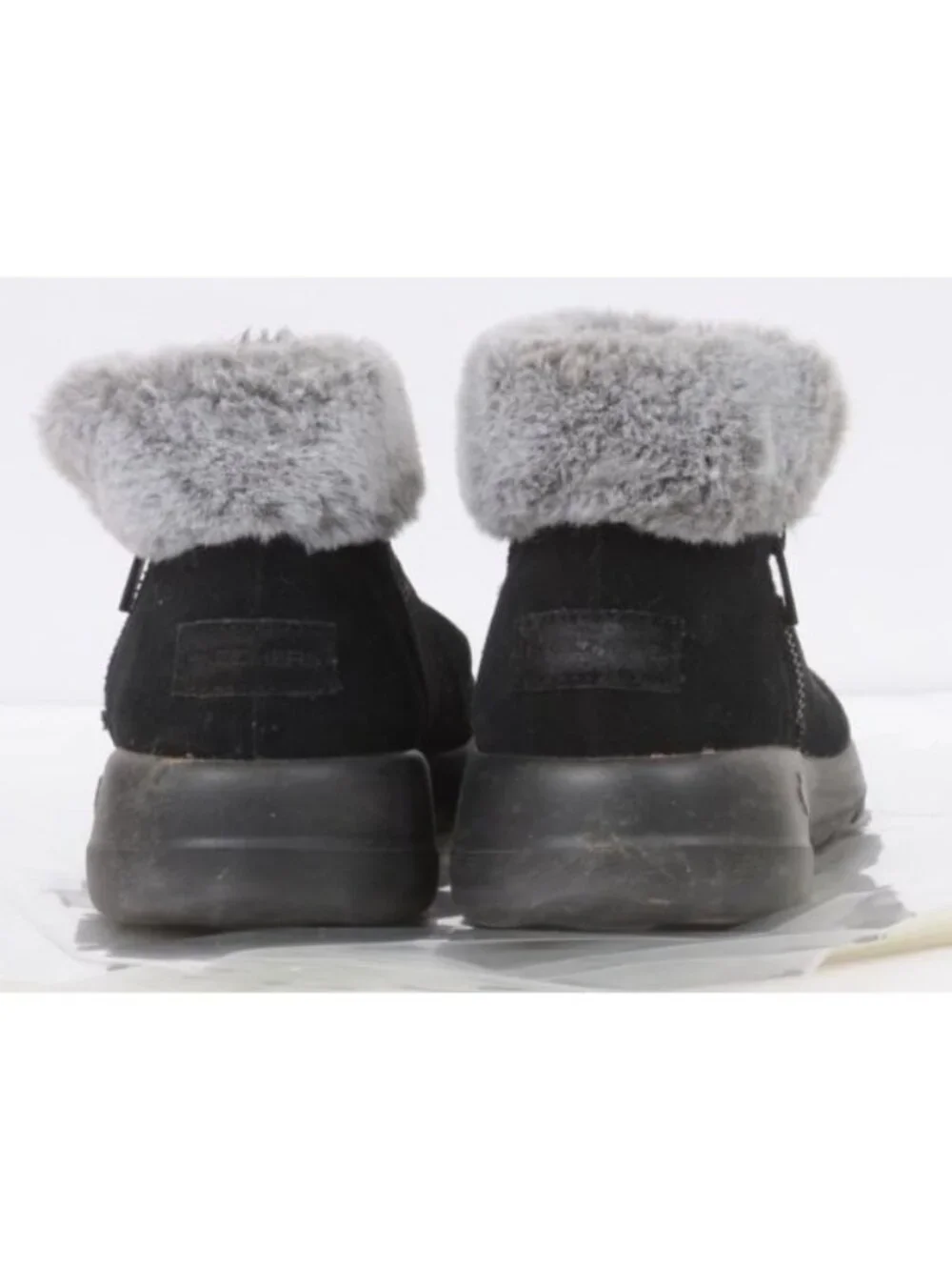 Skechers Air-Cooled Goga Mat GoWalk Boot Suede Faux Fur Ankle Bootie Winter Sz 8